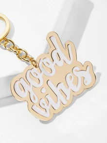 Letter Pattern Metal Charm Keychain - Gold - View 3