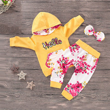 Toddler Girls Letter Print Hoodie & Pants & Headband