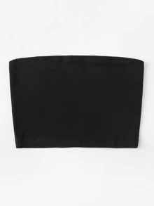 Top bandeau con estampado de bandera y letras - Negro - Ver 2