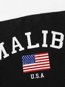 Top bandeau con estampado de bandera y letras - Negro - Ver 5