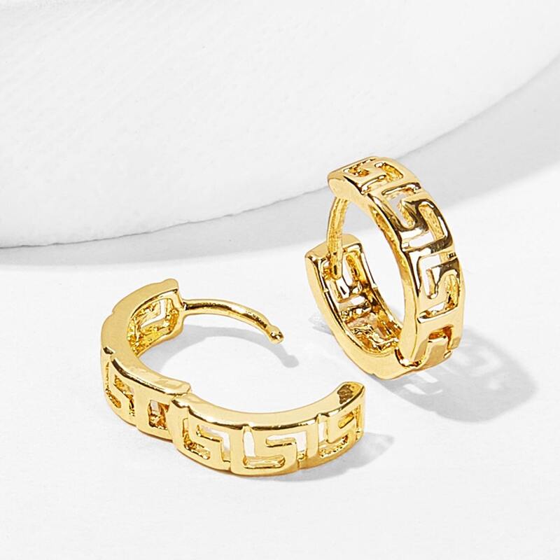 

Decor Detail Hoop Earrings 1pair, Gold