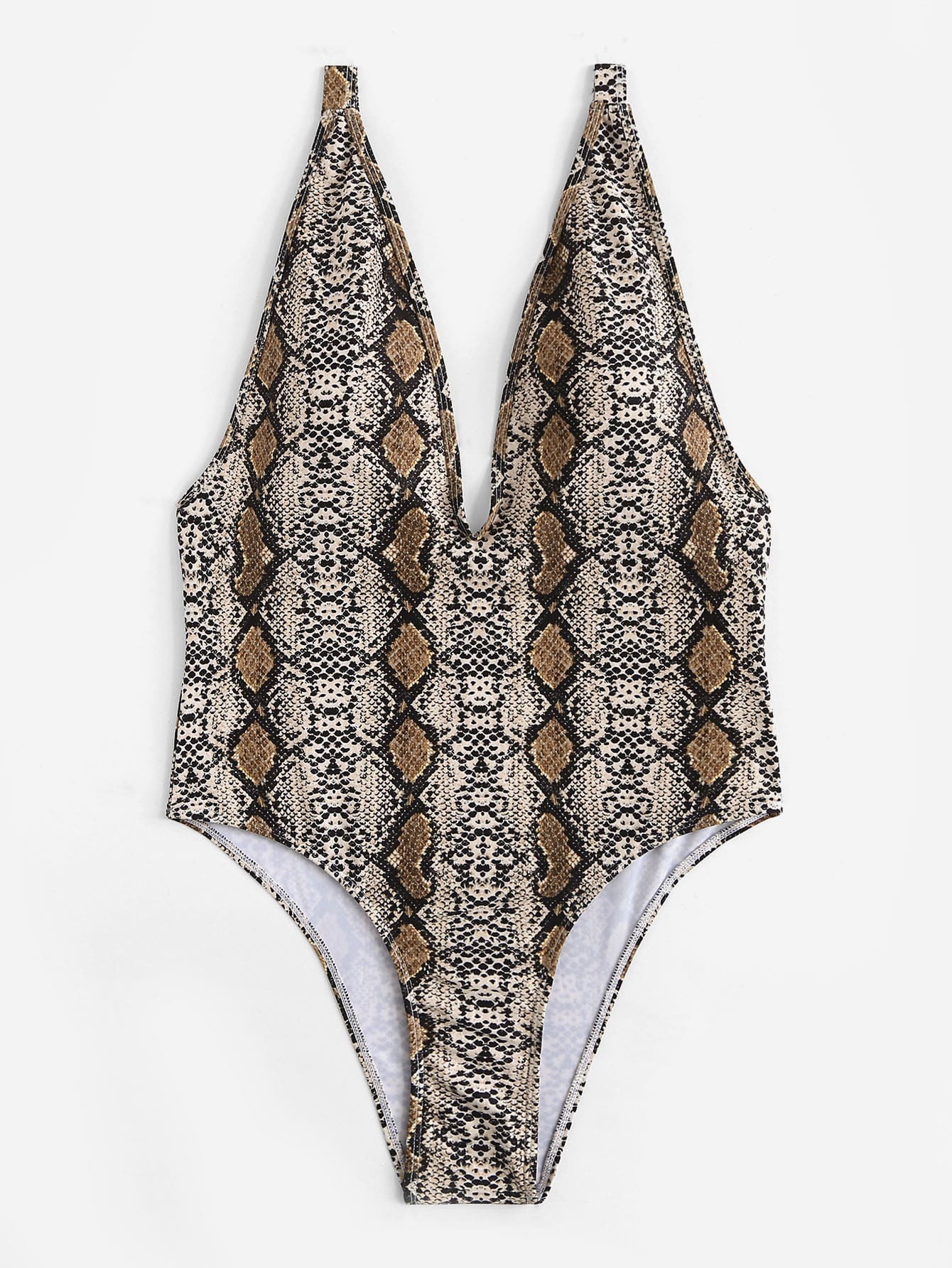 Plus Snake Print Low Back One Piece Swimsuit | SHEIN USA