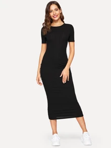 SHEIN Clasi 字母膠帶羅紋針織洋裝