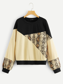 Drop Shoulder Cut-and-sew Sweatshirt
