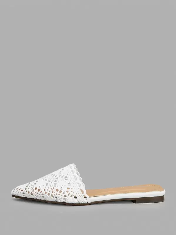 lace crochet flat mules