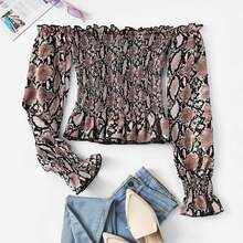 Snake Print Off The Shoulder Blouse