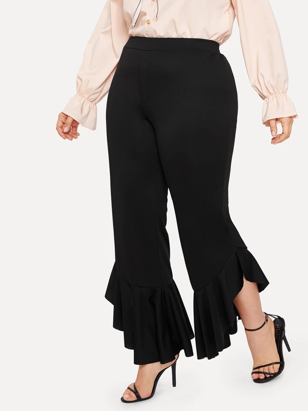 plus size ruffle hem jeans