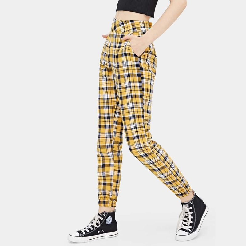 

Plaid Print Pocket Detail Pants, Multicolor