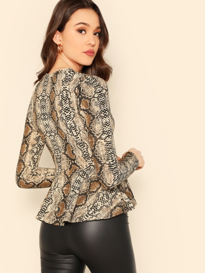 snake print peplum top