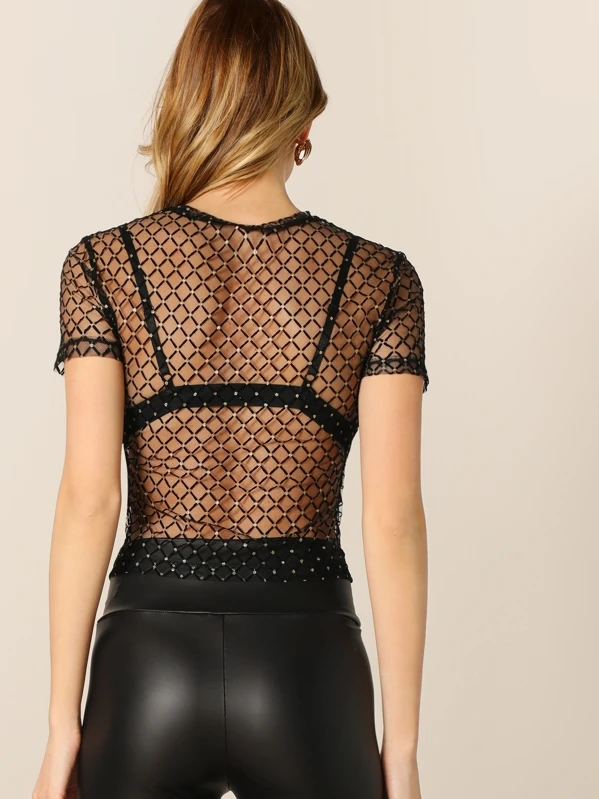 studded mesh top