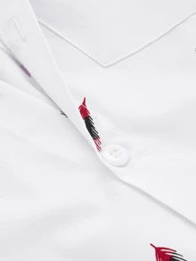 Manfinity Homme Men Feather Print Slim Fit Shirt - White - View 4