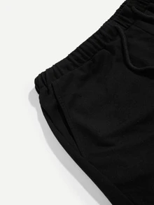 Manfinity Men Striped Drawstring Waist Shorts - Black - View 3