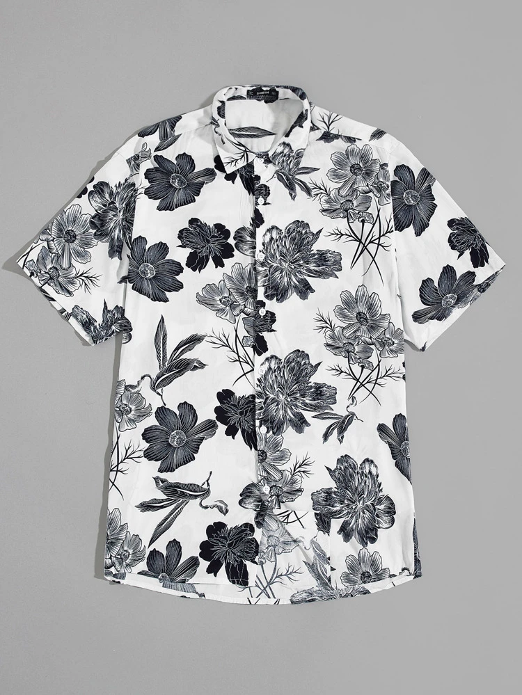 Men Flower Print Shirt Men Flower Print Shirt