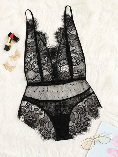 Eyelash Floral Lace Romper Bodysuit pictures