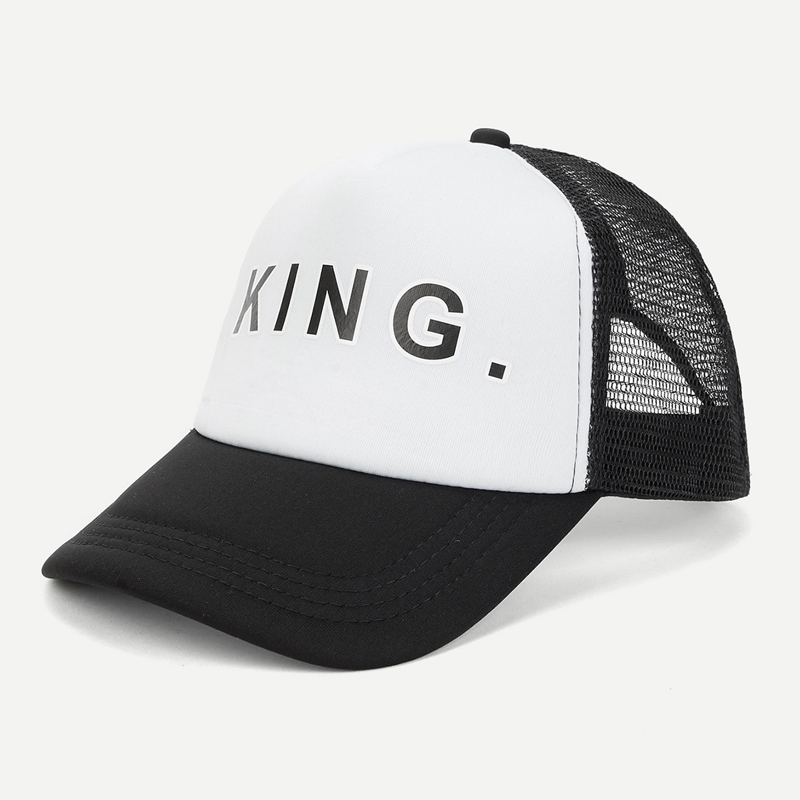 

Guys Letter Pattern Two Tone Baseball Cap, Black and white