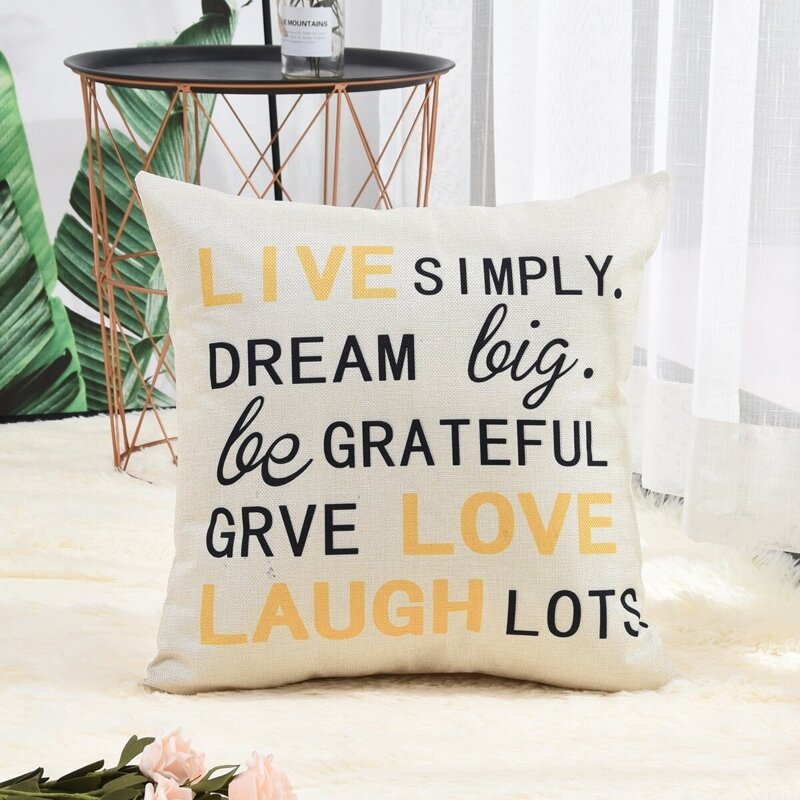 

Letter Print Cushion Cover, Multicolor