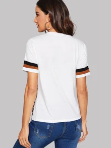 SHEIN LUNE Áo thun Khối Màu Báo trắng Casual - Nhiều màu - Xem 2