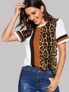 SHEIN LUNE Áo thun Khối Màu Báo trắng Casual - Nhiều màu - Xem 1