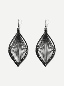Dellgoo 2pcs Bohemian Style Handmade Leaf Earrings, Women's Exaggerated Braided Tree Leaf Drop Earrings - Black - View 2