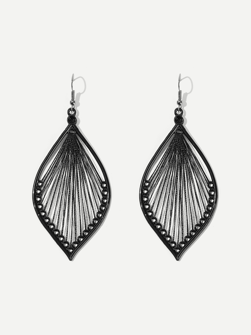 Dellgoo 2pcs Bohemian Style Handmade Leaf Earrings, Women's Exaggerated Braided Tree Leaf Drop Earrings