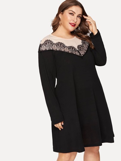 Plus Contrast Lace Dress pictures