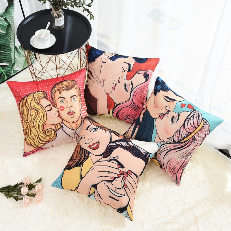 

Couple Print Cushion Cover, Multicolor