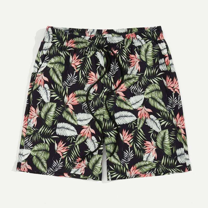 

Guys Tropical Print Drawstring Waist Shorts, Multicolor