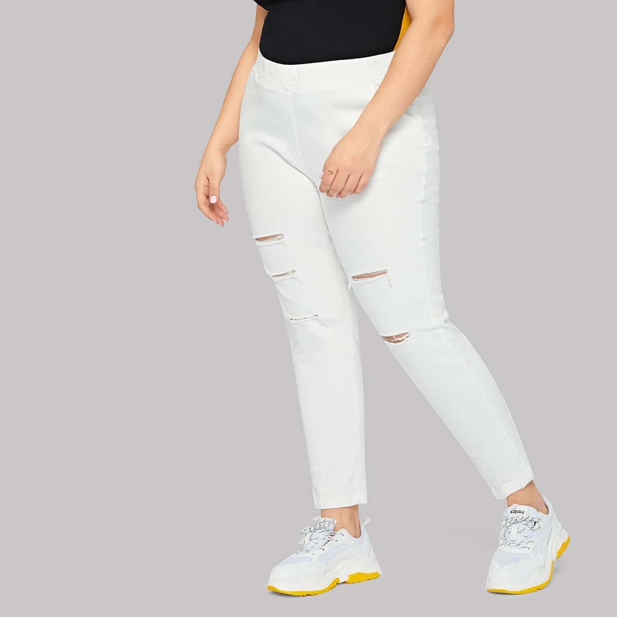 

Plus Cut Out Jeans, White