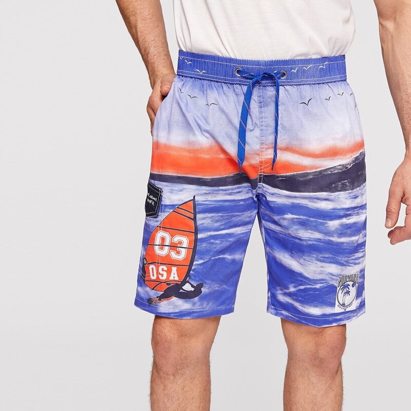 

Guys Pocket Side Drawstring Beach Shorts, Multicolor