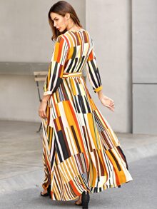 Đầm Belted Sọc Nhiều màu Casual - Nhiều màu - Xem 2