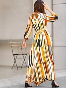 Đầm Belted Sọc Nhiều màu Casual - Nhiều màu - Xem 3