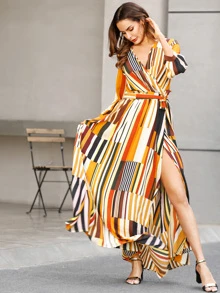 Đầm Belted Sọc Nhiều màu Casual - Nhiều màu - Xem 4