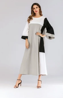 Color Block Flounce Sleeve Longline Dress - Multicolor - View 6