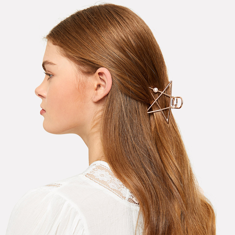 

Faux Pearl Detail Star Shaped Hair Clip, Gold