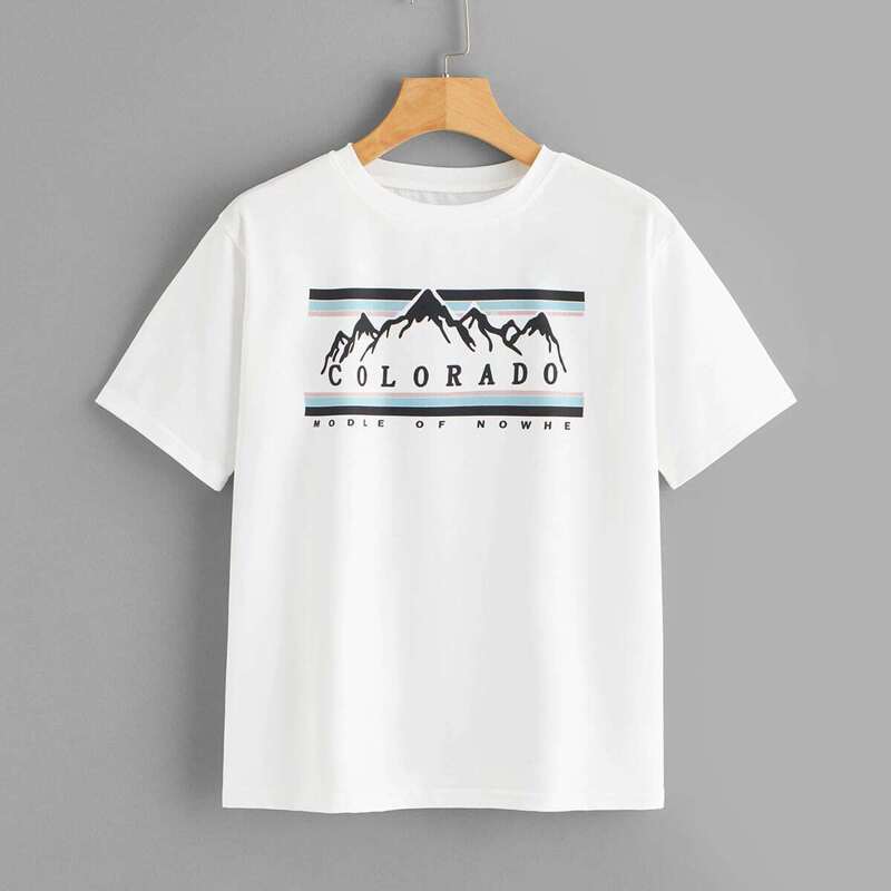 

Letter Print Tee, White