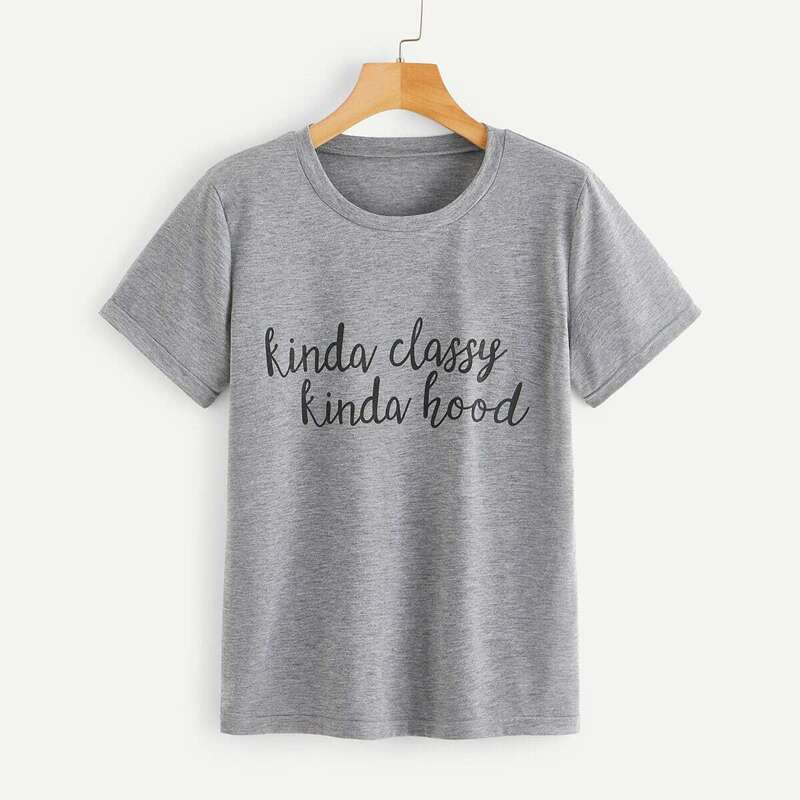 

Letter Print Tee, Grey