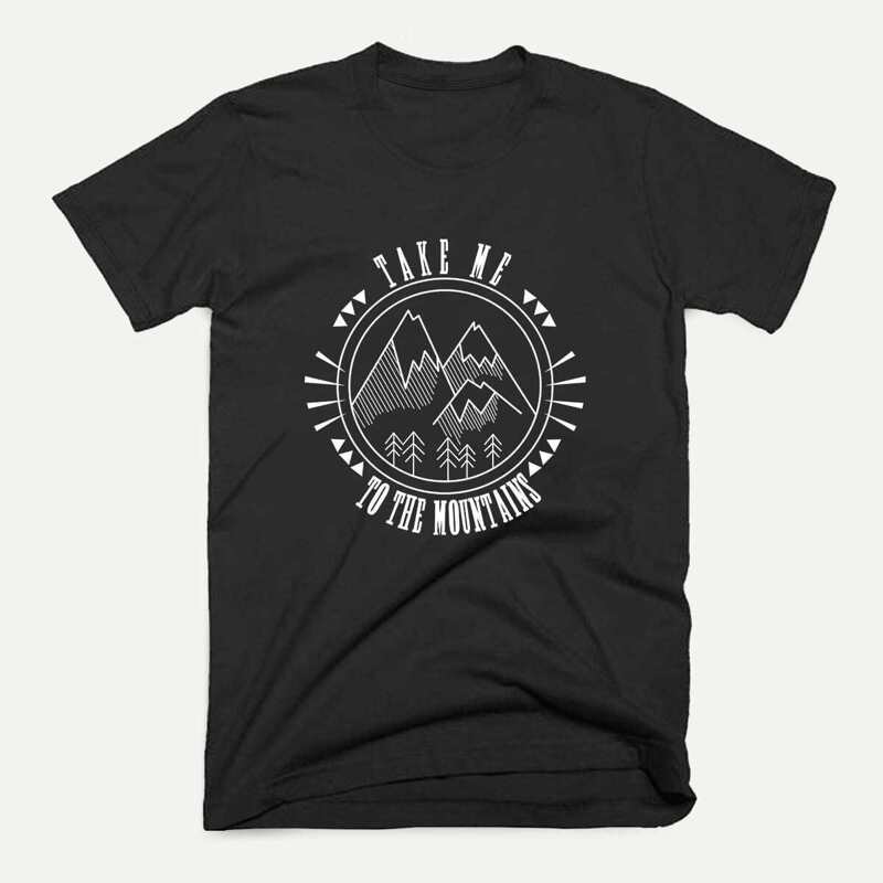 

Guys Letter & Mountain Print Tee, Black