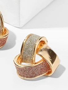 Glitter Detail Twist Stud Earrings 1pair