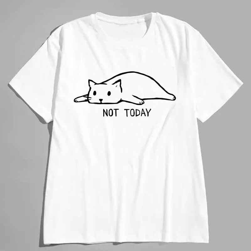 

Guys Cat & Letter Print Tee, White