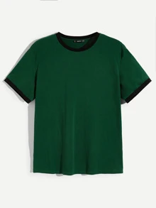 Manfinity Men Tunic Ringer Tee - Dark Green - View 1