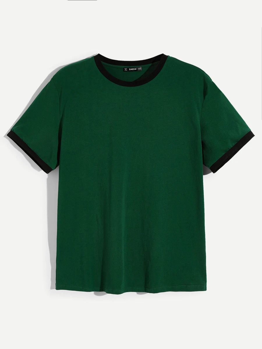 Manfinity Men Tunic Ringer Tee - Dark Green - View 1
