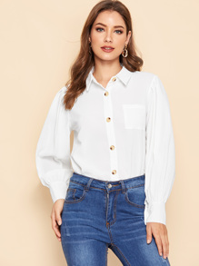 Button Through Pocket Blouse