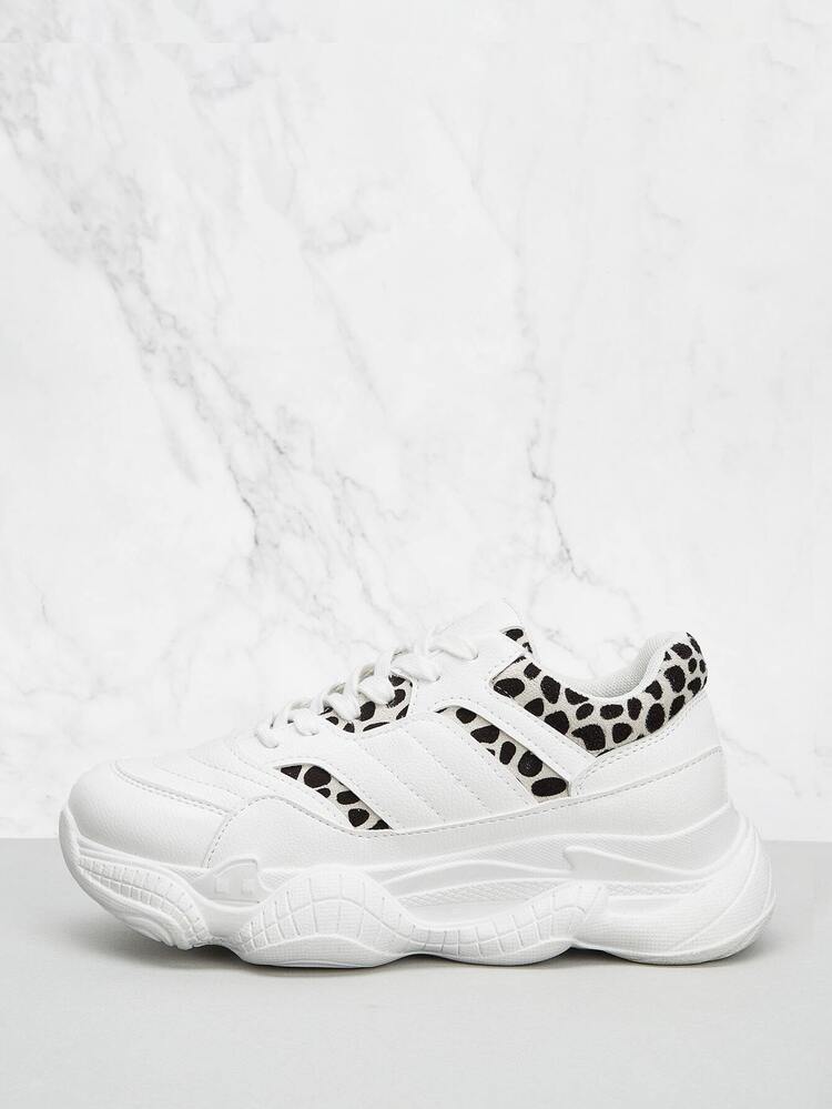 leopard chunky sole trainers