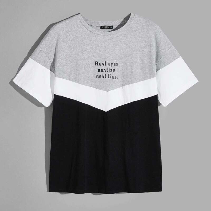 

Guys Color Block Letter Print Tee, Multicolor