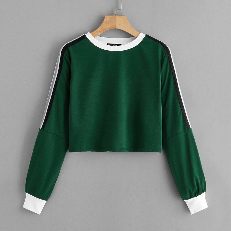 

Stripe Side Seam Ringer Pullover, Green
