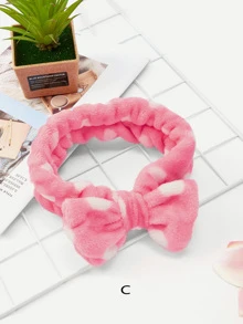 Banda para cabello con diseño de lazo con estampado de lunares 1 pieza - Rosa Pálido - Ver 3