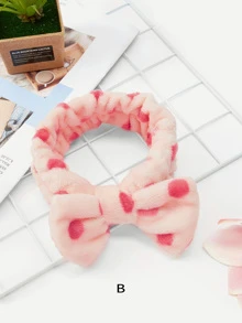 Banda para cabello con diseño de lazo con estampado de lunares 1 pieza - Rosa Pálido - Ver 2