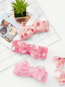 Banda para cabello con diseño de lazo con estampado de lunares 1 pieza - Rosa Pálido - Ver 1