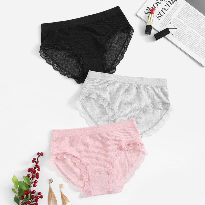 

Lace Trim Panty Set 3pack, Multicolor