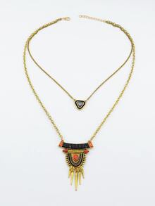 雙層流蘇項鍊 - 彩色 - 查看 3